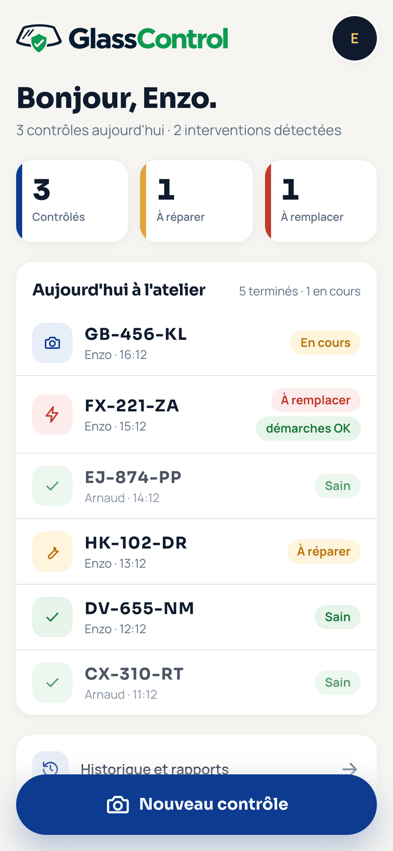 L'accueil de l'application sur le téléphone du conseiller